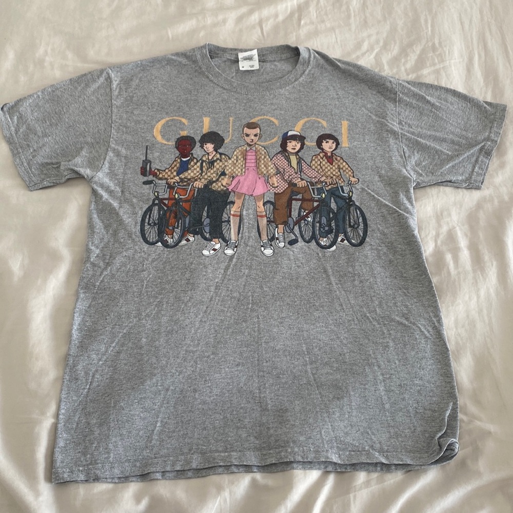 Custom Stranger Things Gucci Tee, unisex size medium